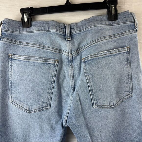 Agolde Merrel Distressed Raw Hem High Waist Straight Leg Jeans - Picture 6 of 8